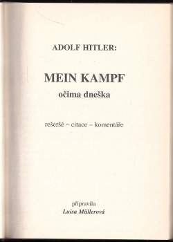 Luisa Müllerová: Adolf Hitler: Mein Kampf očima dneška