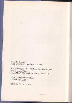 Claire Beck-Loos: Adolf Loos - privátní portrét