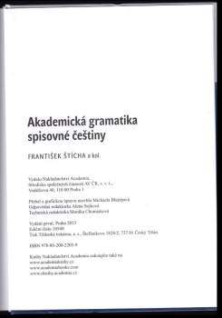 František Štícha: Akademická gramatika spisovné češtiny