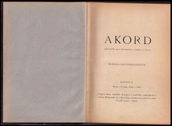 Jan Zahradníček: Akord KOMPLETNÍ ROČNÍK X., č. 1-10