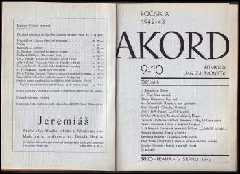 Jan Zahradníček: Akord KOMPLETNÍ ROČNÍK X., č. 1-10