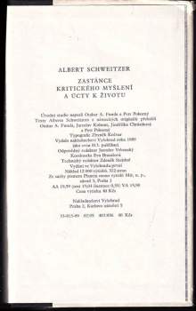 Albert Schweitzer - zastánce kritického myšlení a úcty k životu