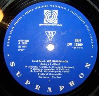 Karel Čapek: Album Scén Z Divadelních Her (Lásky Hra Osudná, Rur, Loupežník, Ze života Hmyzu, Věc Makropulos, Bílá Nemoc, Matka, Adam Stvořitel) (3xLP)