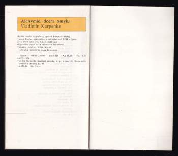 Vladimír Karpenko: Alchymie, dcera omylu
