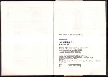 Rudolf Horáček: Algebra pro 9. ročník