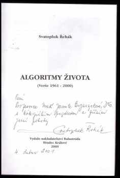 Svatopluk Řehák: Algoritmy života : (verše 1961-2000)
