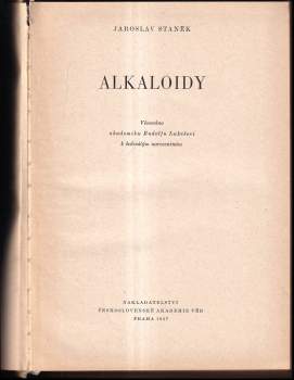 Jaroslav Staněk: Alkaloidy