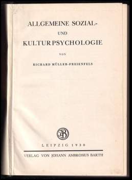 Richard Müller-Freienfels: Allgemeine Sozial- und Kulturpsychologie
