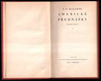 Tomáš Garrigue Masaryk: Americké přednášky