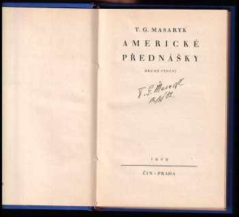 Tomáš Garrigue Masaryk: Americké přednášky