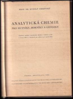 Rudolf Jirkovský: Analytická chemie pro hutníky, horníky a geology