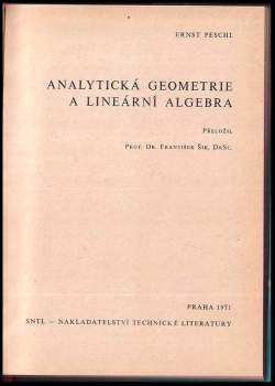 Ernst Peschl: Analytická geometrie a lineární algebra
