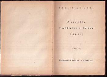 František Götz: Anarchie v nejmladší české poesii