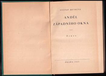 Gustav Meyrink: Anděl západního okna