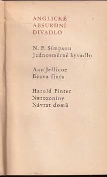 Harold Pinter: Anglické absurdní divadlo