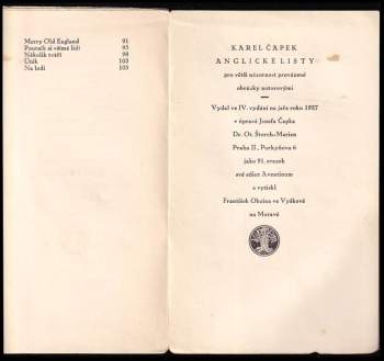Karel Čapek: Anglické listy