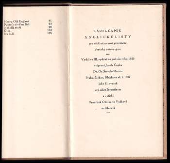 Karel Čapek: Anglické listy