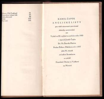 Karel Čapek: Anglické listy