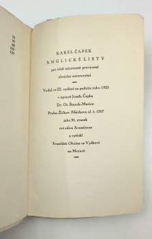 Karel Čapek: Anglické listy