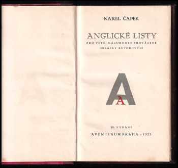 Karel Čapek: Anglické listy - pro větší názornost provázené obrázky autorovými