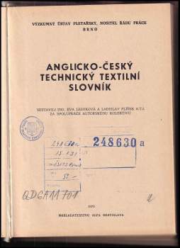Anglicko-český technický textilní slovník