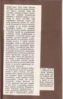 Ann Ward Radcliffe: Otrantský zámek, Starý anglický baron, Vathek, Sicilský román