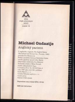 Michael Ondaatje: Anglický pacient