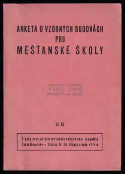 Anketa o vzorných budovách pro měšťanské školy, konaná 20. února 1937 v Praze