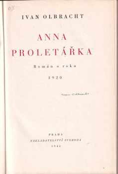 Ivan Olbracht: Anna proletářka