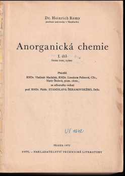 Heinrich Remy: Anorganická chemie