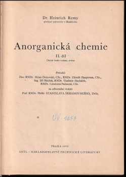 Heinrich Remy: Anorganická chemie : Díl 1-2