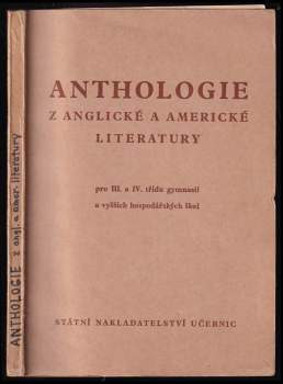 Jan Caha: Anthologie z anglické a americké literatury pro 3. a 4. třídu gymnasií a vyšších hospodářských škol