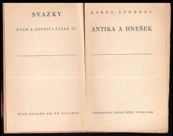 Karel Svoboda: Antika a dnešek
