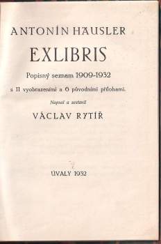 Václav Rytíř: Antonín Häusler: Exlibris