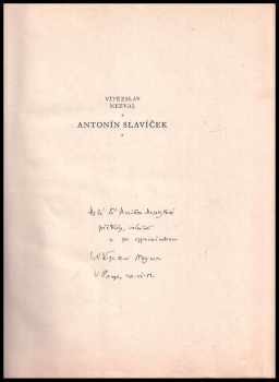 Vítězslav Nezval: Antonín Slavíček
