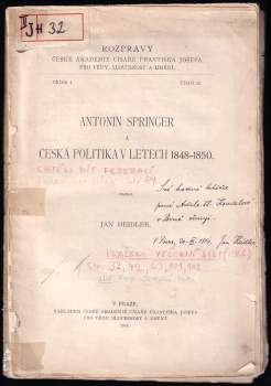 Antonín Springer a česká politika v letech 1848-1850