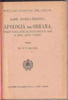 Karel ze Žerotína: Apologia neb Obrana