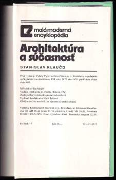 Stanislav Klaučo: Architektúra a súčasnosť