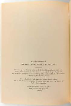Eva Šamánková: Architektura české renesance