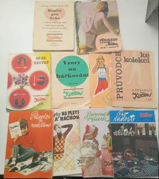 Ateliér květen - Vzory na háčkování č. 49, Co ze zbytků č. 58, Vzory na pletení a háčkování č. 64, 57/58, Barevná krása výšivek č. 64, Pro radost i užitek č. 63, Dopisy pro tebe č. 49, Přehledy ateliéru květen č. 40, Průvodce ke kolekci č. 56 + 58
