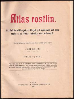 Jan John: Atlas rostlin BEZ OBRAZOVÝCH TABULÍ