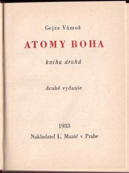 Gejza Vámoš: Atomy Boha