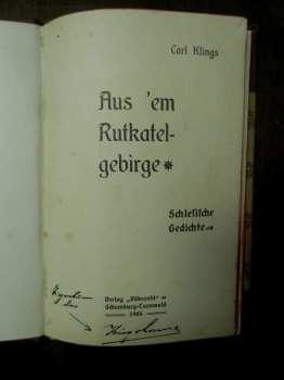 Carl Klings: Aus em Rutkatelgebirge - Schlesische Gedichte