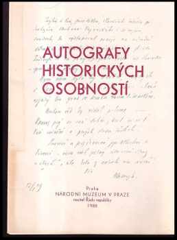 Autografy hisstorických osobností : katalog výstavy