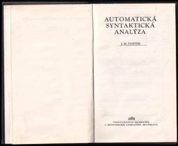 J. M Foster: Automatická syntaktická analýza
