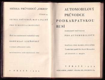 Karel Poláček: Automobilový průvodce Podkarpatskou Rusí