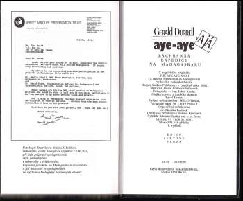 Gerald Malcolm Durrell: Aye-aye a já