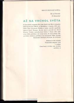 Hans Albert Förster: Až na vrchol světa
