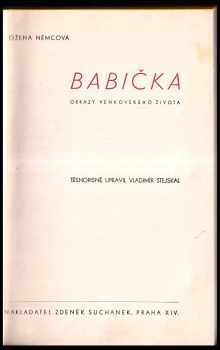 Božena Němcová: Babička - Obrazy venkovského života - TĚSNOPISNÉ VYDÁNÍ