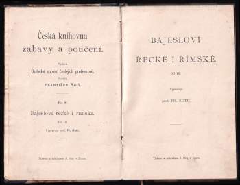 František Ruth: Bájesloví řecké i římské